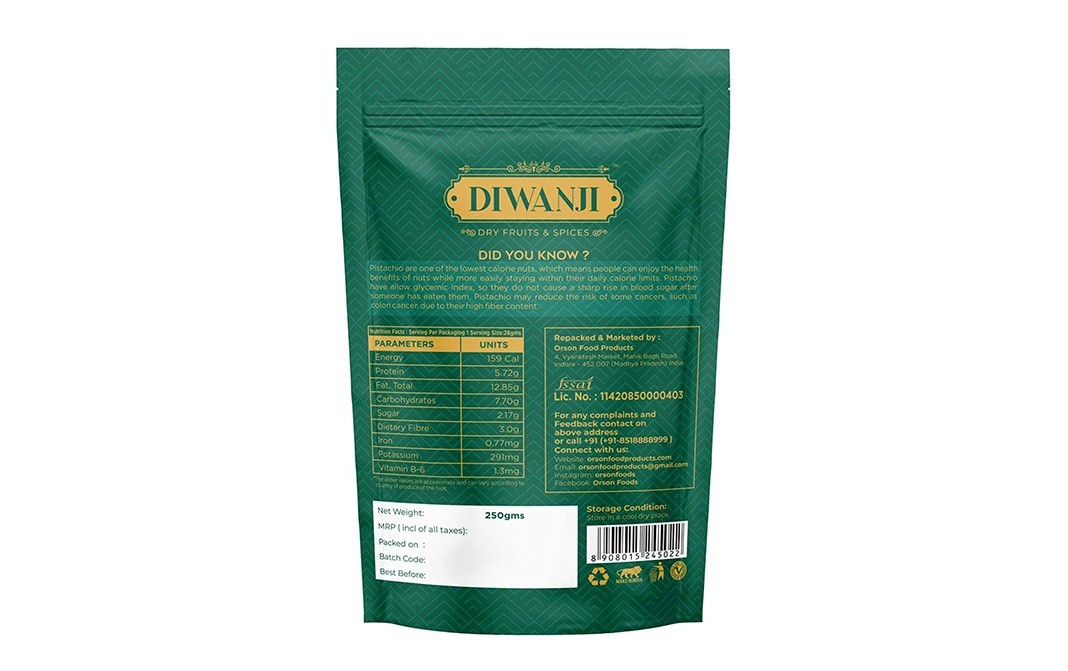 Diwanji Pistachio    Pack  200 grams